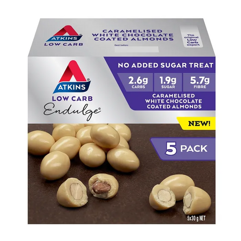 Atkins Low Carb Endulge Caramelised White Chocolate Coated Almonds 5 Bars x 30g