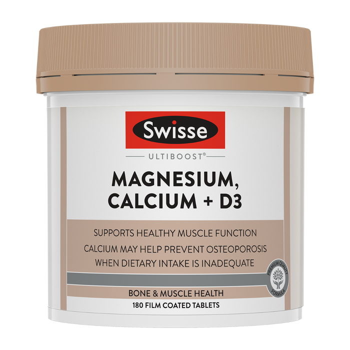 Swisse Ultiboost Magnesium, Calcium + D3 180 Tablets