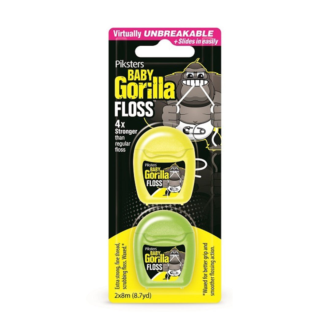 Piksters Gorilla Dental Floss Waxed Twin Mini 2x8m Packets