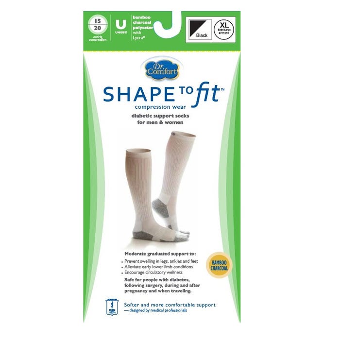 Dr.Comfort 15-20 mmHg Compression Diabetic Support Socks - Black