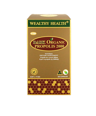 Wealthy Health Dark Organic Propolis 2000mg 365 Capsules
