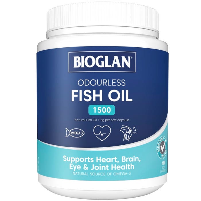 Bioglan Odourless Fish Oil 1500mg 400 Soft Capsules
