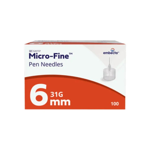 Embecta Micro-Fine Pen Needle 31g 6mm 100 Pack