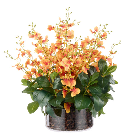 Rogue Artificial Dancing Orchids Madelyn Bowl Orange 58x47x49cm