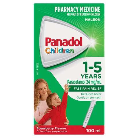 Panadol Children 1-5 Years Suspension Strawberry Flavour 100mL (Limit ONE per Order) (Expiry 05/2025)