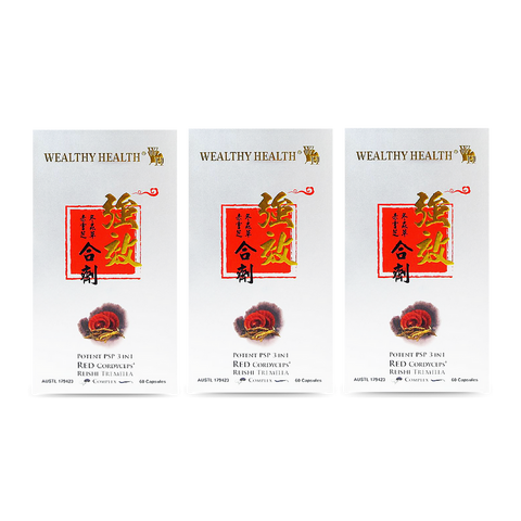 POTENT Potent PSP 3 in 1 Red Cordyceps Reishi Tremella 3 x 60 Capsules - Special Bundle