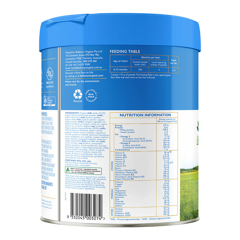 Bellamy's Organic Stage 2 Follow-On Formula 6 - 12 Months 800g