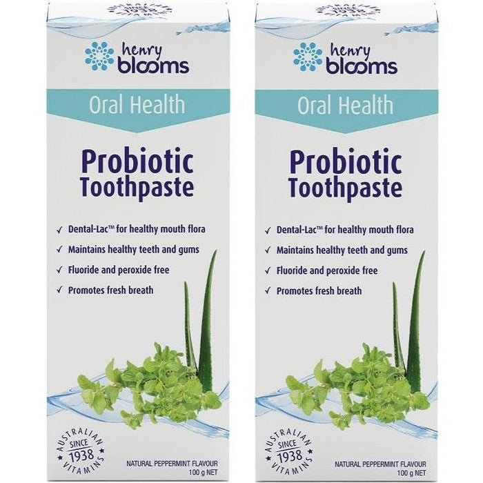 Henry Blooms Probiotic Toothpaste Peppermint 2 x 100g - Special Bundle