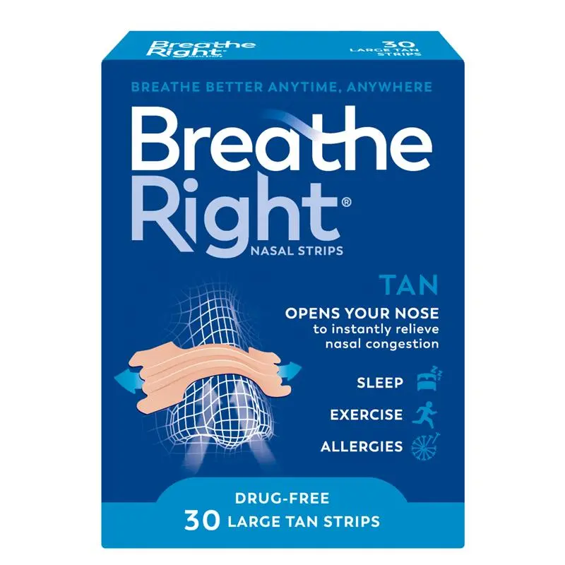 Breathe Right Tan Nasal Congestion 30 Large Tan Strips