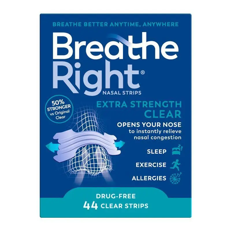 Breathe Right Extra Strength Clear Nasal Congestion 44 Clear Strips