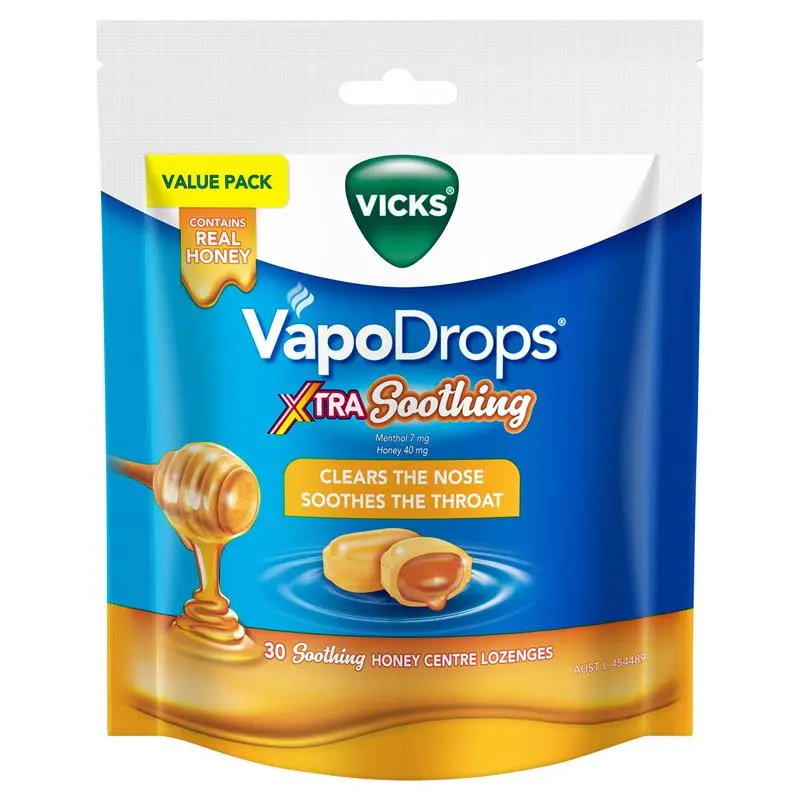 Vicks VapoDrops Xtra Soothing Honey Centre 30 Lozenges