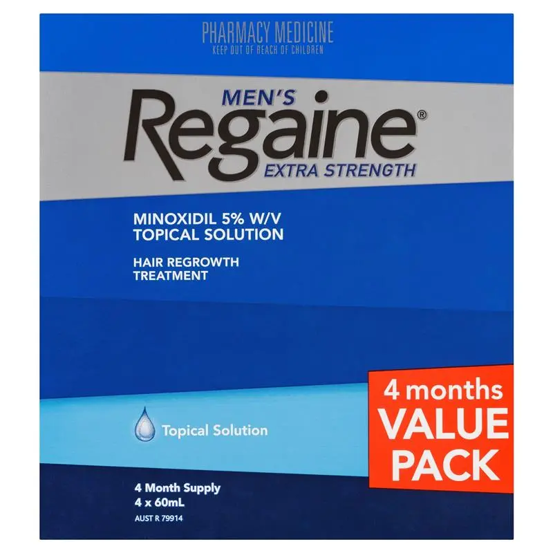 Regaine Men's Extra Strength 5% Minoxidil Solution Hair Regrowth Treatment 4 Months Supply 4 x 60mL (Limit of ONE per Order)