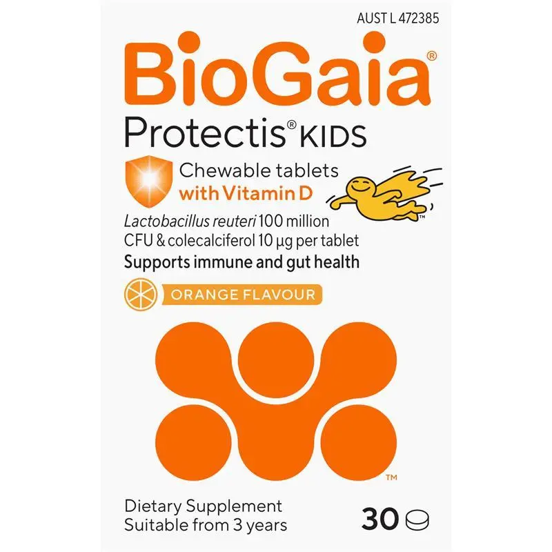 BioGaia Protectis with Vitamin D 10mcg Orange Flavour 30 Tablets