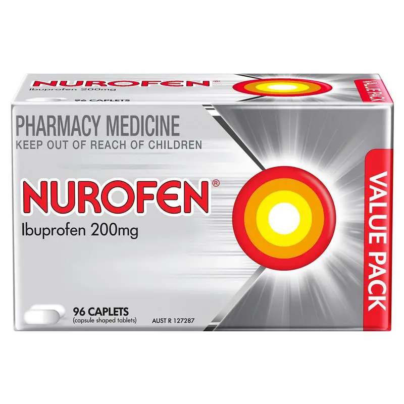 Nurofen Pain and Inflammation Relief Caplets 200mg Ibuprofen 96 Pack (Limit ONE per Order)
