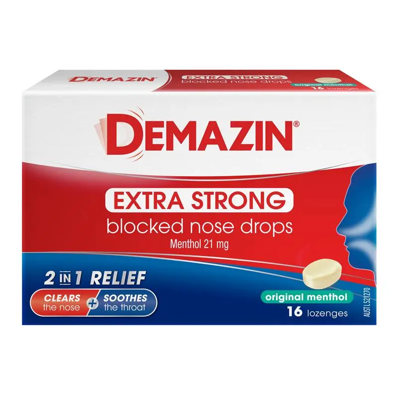 Demazin Extra Strong Blocked Nose Drops Original Menthol Lozenges
