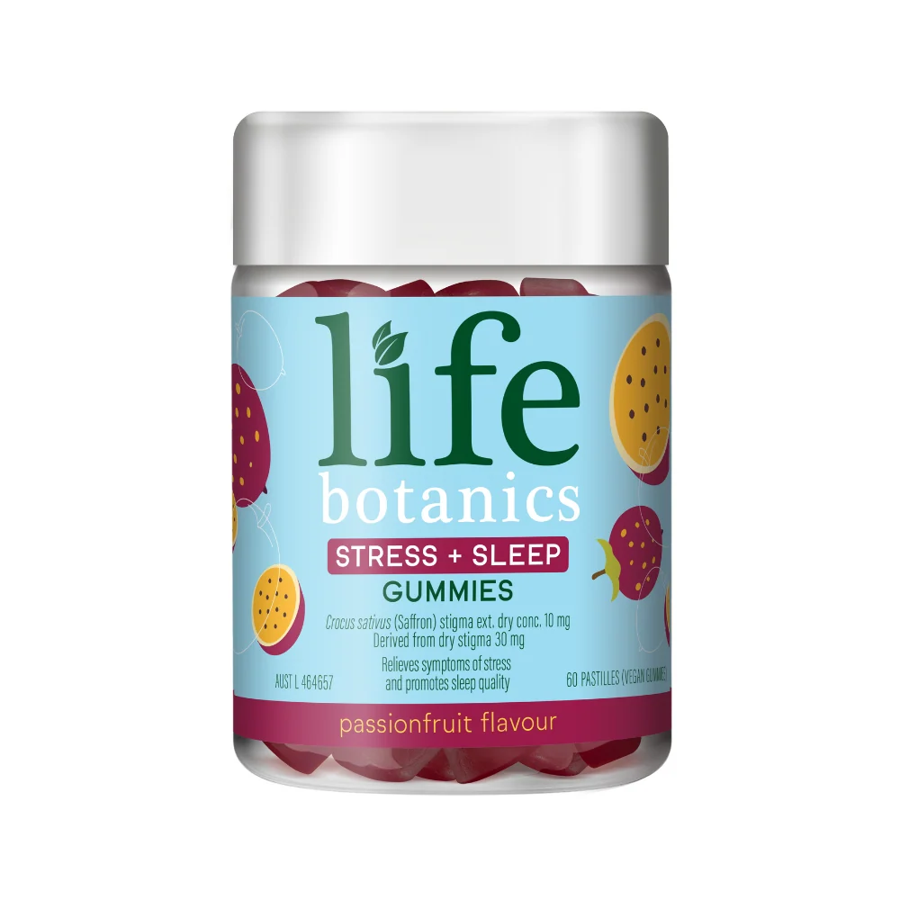 Life Botanics Stress + Sleep Gummies Passionfruit Flavour 60 Pastiles