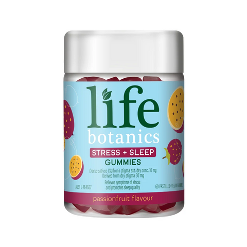 Life Botanics Stress + Sleep Gummies Passionfruit Flavour 60 Pastiles
