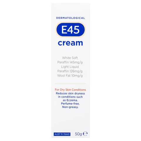 E45 Dermatological Moisturising Cream for Dry Skin and Eczema 50g