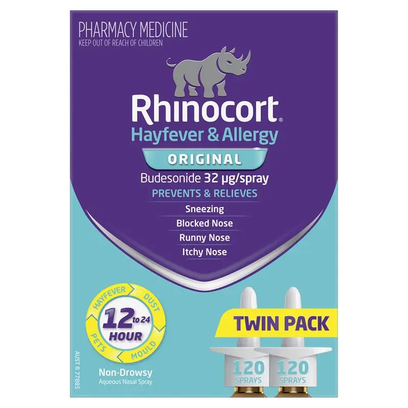 Rhinocort Hayfever & Allergy Original 32mcg Nasal Spray Twin Pack 2 x 120 doses (LIMIT of ONE per Order)