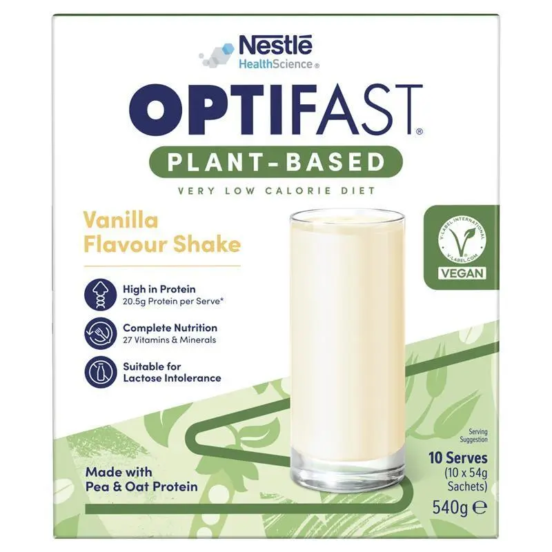 Optifast VLCD Plant Based Shake Vanilla 10 x 54g Sachets
