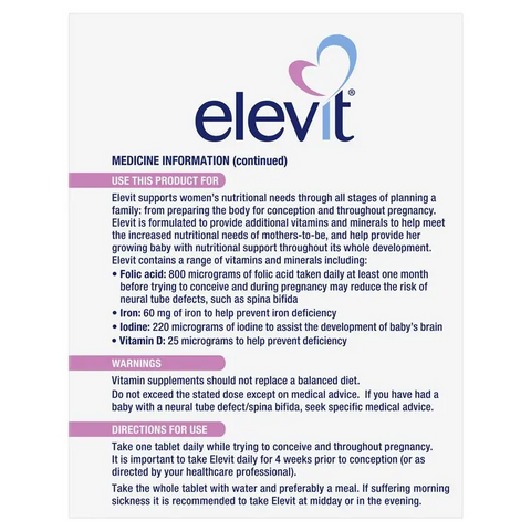 Elevit Pre-conception & Pregnancy 100 Tablets (Limit of ONE per Order)