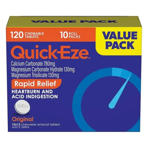 Quick-Eze Rapid Relief Antacid Chewable Tab Original Value Pack 10 x 12 Tablets