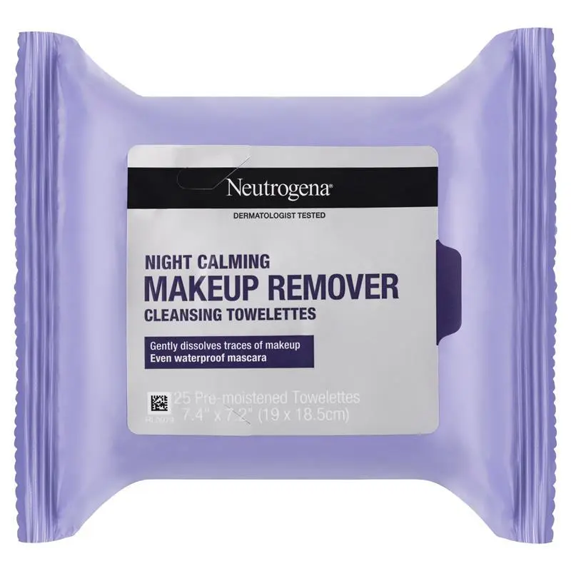 Neutrogena Night Calming Makeup Remover Cleansing Towelettes Wipes 25 Pack