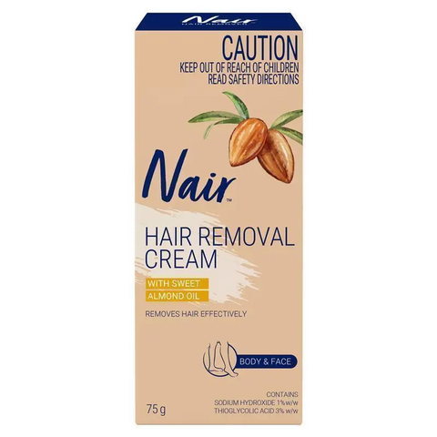 Nair Hair Removal Cream Sweet Almond Oil Body & Face 75g
