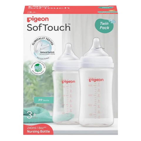 Pigeon SofTouch Peristaltic Plus PP Bottle 240mL Twin Pack