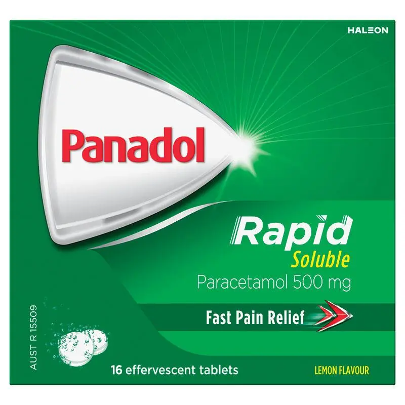 Panadol Rapid Soluble Paracetamol 500mg Pain Relief 16 Soluble Tablets