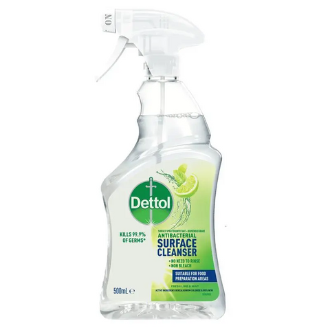 Dettol Antibacterial Surface Cleanser Trigger Spray Lime & Mint Disinfectant 500mL