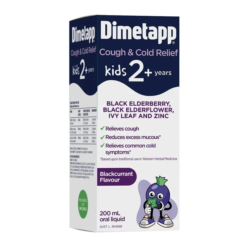Dimetapp Kids Cough & Cold Relief Black Elderberry & Ivy Leaf 200mL