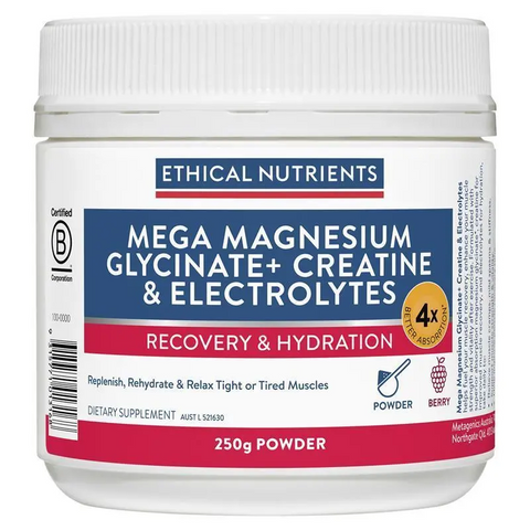 Ethical Nutrients Mega Magnesium Glycinate+ Creatine & Electrolytes 250g