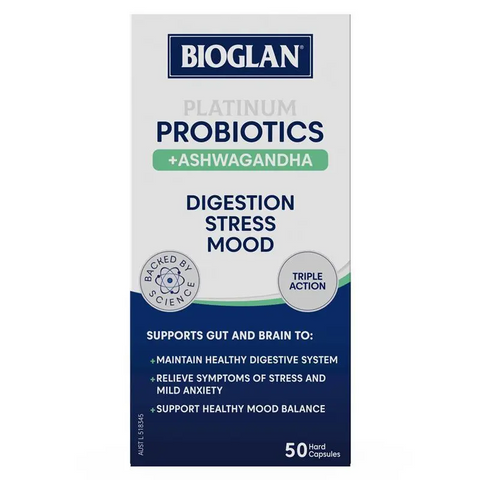 Bioglan Platinum Probiotic + Ashwagandha 50 Capsules