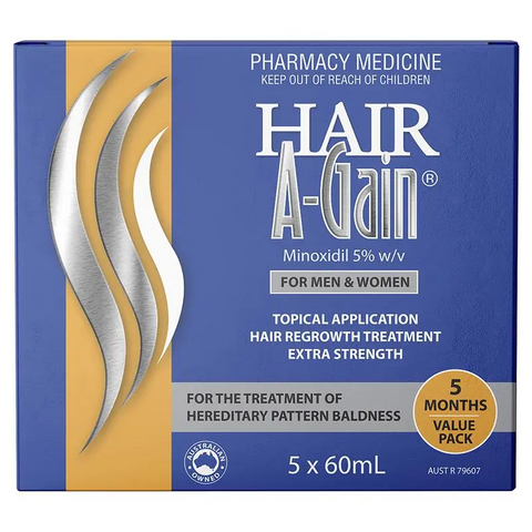 Hair A-Gain Hair Regrowth Treatment for Men & Women – 5 Months Value Pack – 5 x 60mL (S2) (Limit of ONE per Order)