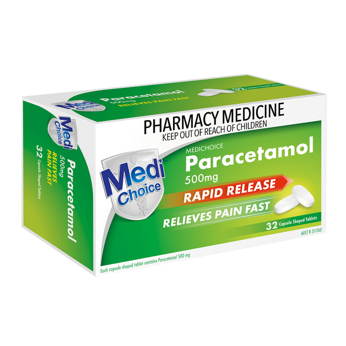 MediChoice Paracetamol 500mg Rapid Release 32 Capsules (LIMIT of ONE per ORDER)