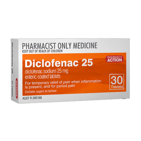 Pharmacy Action Diclofenac 25mg 30 Tablets (Limit ONE per Order)