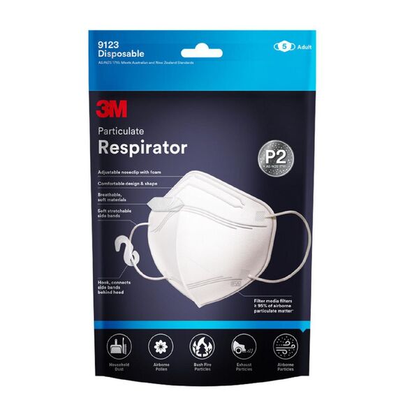Face Mask - 3M P2 Respirator 9123 5 Pack