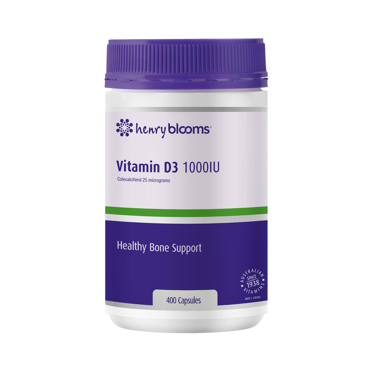 Henry Blooms Vitamin D3 1000IU 400 Capsules