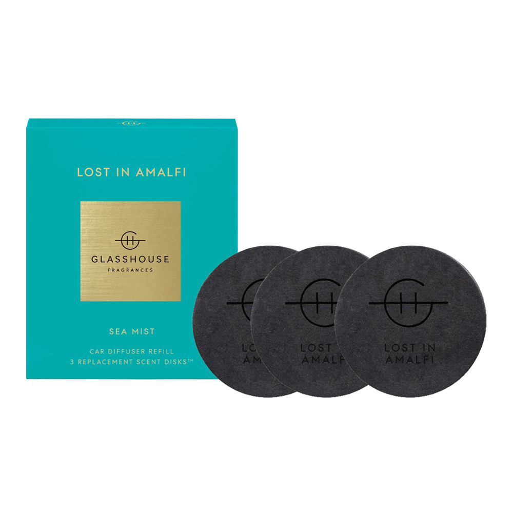 GlassHouse Fragrances Lost In Amalfi Fragrance Replacement Scent Disks for Car Diffuser 3 Pack