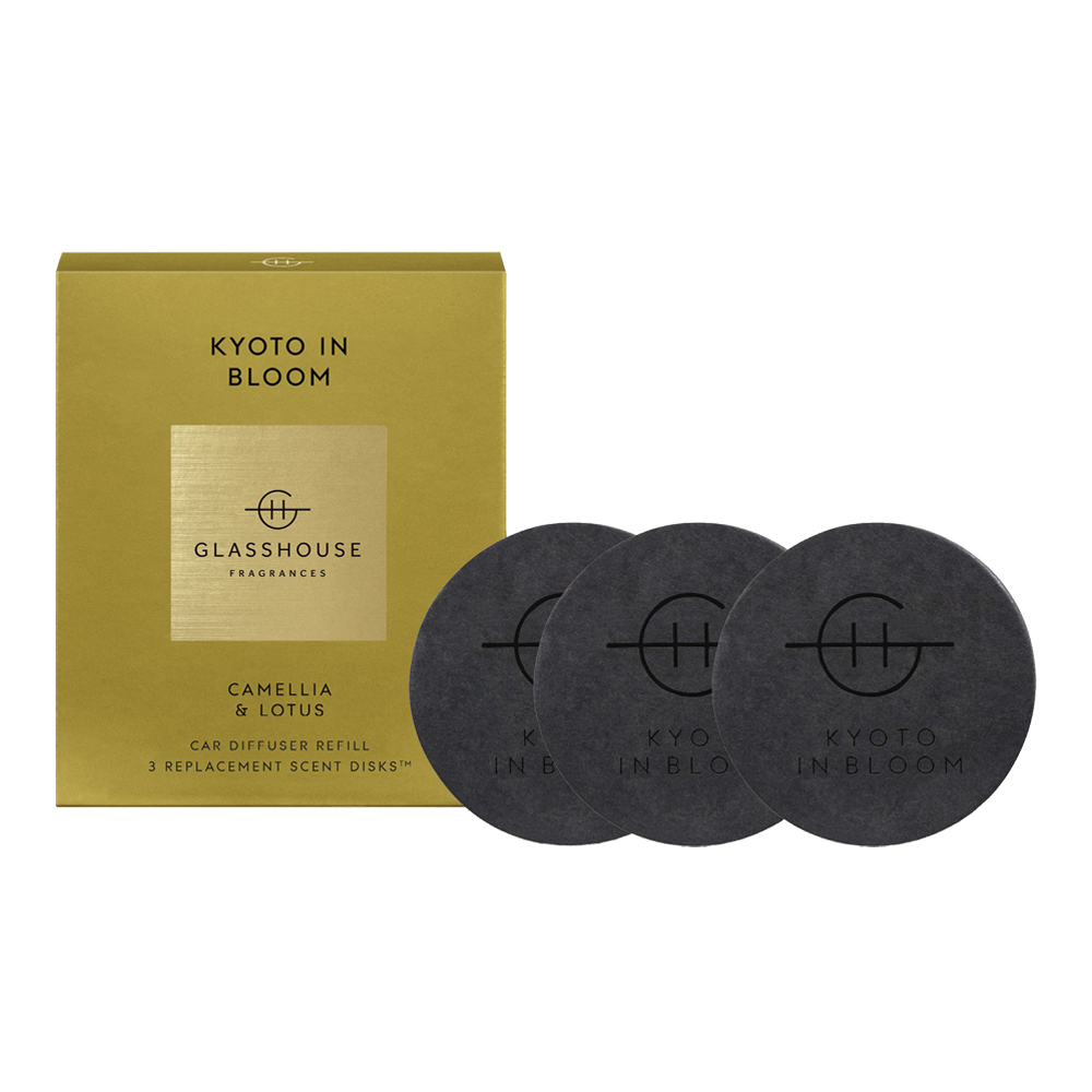 GlassHouse Fragrances Kyoto In Bloom Fragrance Replacement Scent Disks for Car Diffuser 3 Pack