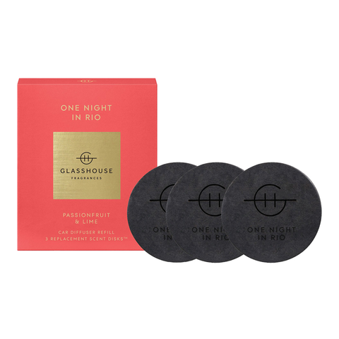 GlassHouse Fragrances One Night In Rio Fragrance Replacement Scent Disks for Car Diffuser 3 Pack