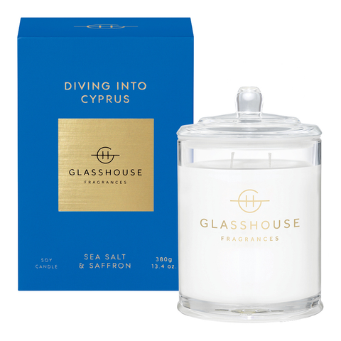 GlassHouse Fragrances Diving Into Cyprus Fragrance Soy Candle 380g