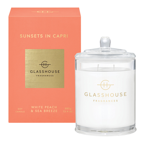 GlassHouse Fragrances Sunsets In Capri Fragrance Soy Candle 380g