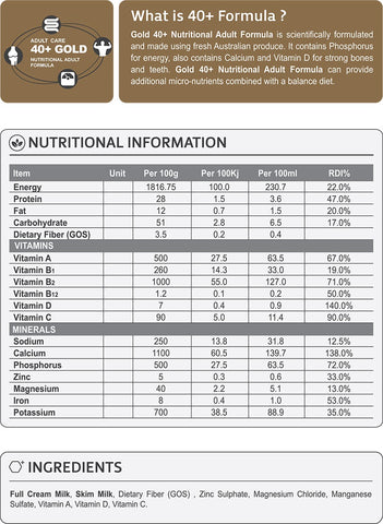 ViPlus GOLD 40+ Nutrinational Adult Formula 800g