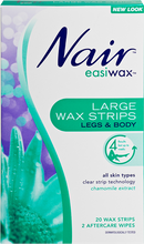 Load image into Gallery viewer, Nair Easiwax Legs &amp; Body Wax Strips Large 20 WAX STRIPS