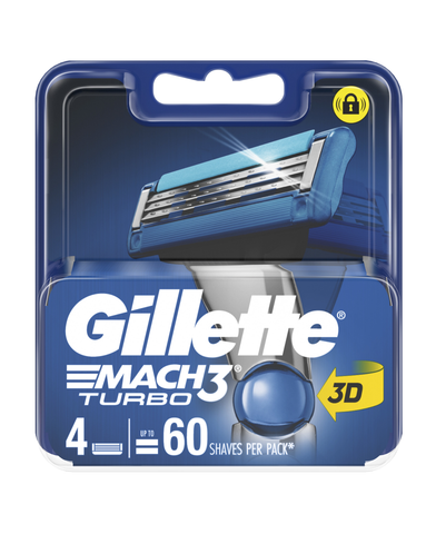 Gillette Mach3 Turbo Blades Refill 4 Pack