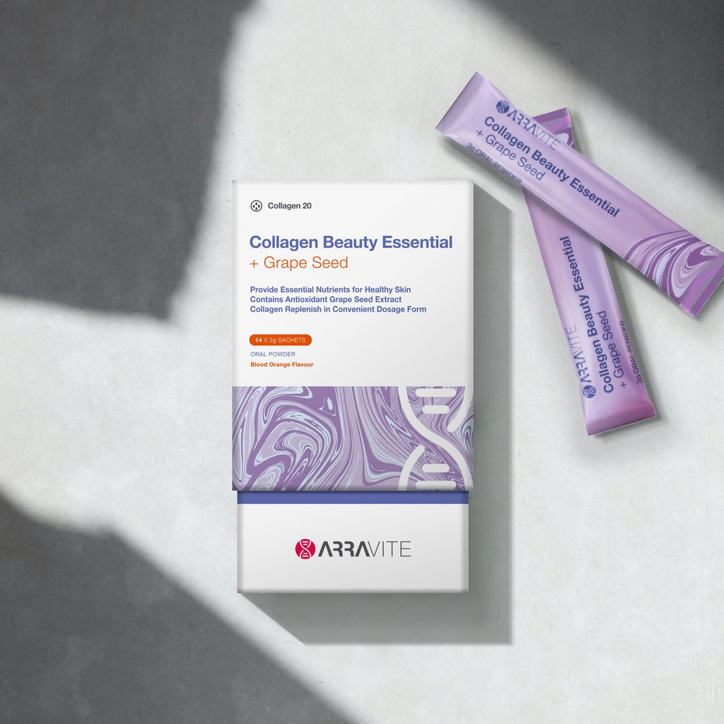 Arravite Collagen Beauty Essential + Grape Seed Blood Orange Flavour 3g x 14 Sachets