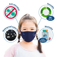 Load image into Gallery viewer, Face Mask - Lovercare Fabric Face Mask KIDS Navy size M-L 10pc (3-ply)