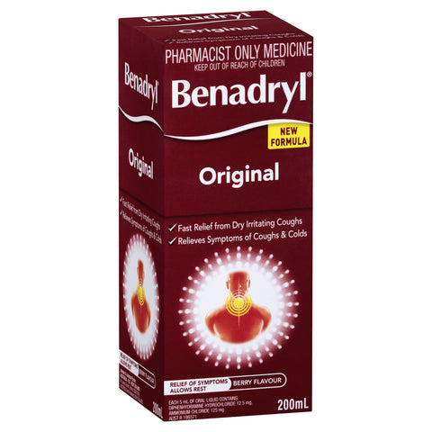 Benadryl Cough Liquid Original 200mL (S3) (Limit of ONE per Order)